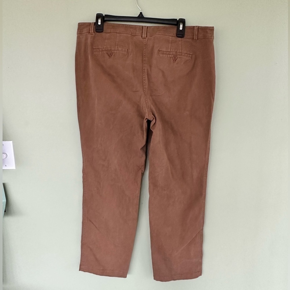 TALBOTS Pants Beige Size 14 High Rise Straight Leg Cotton Career Office Minimal  - Picture 4 of 5